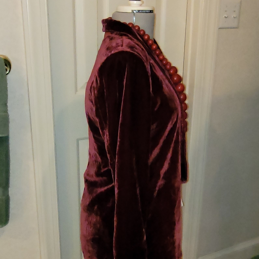 Revolve House of Harlow 1960 Chloe Boyfriend Burgundy Velvet Blazer Jacket - Picture 6 of 15